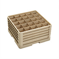 Traex Full-Size Closed-Wall 25-Compartment Glass Rack with 4 Extenders, Beige