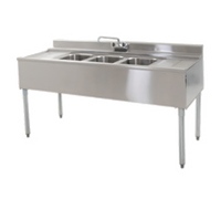 Eagle Group 2200 Series 48-Inch x 24-Inch Three-Compartment Underbar Sink Unit with Left Drainboard