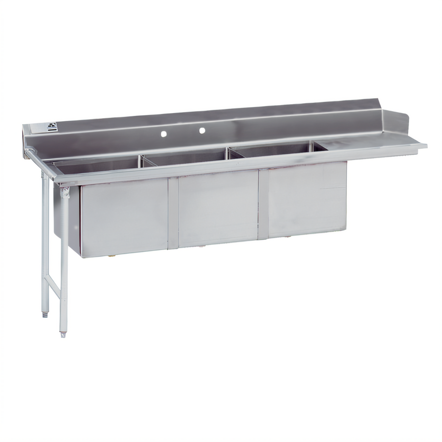 Product image #1 for Advance Tabco 66-Inch Left Drainboard 3-Compartment Sink Dishtable, 16-Gauge 304 Stainless Steel