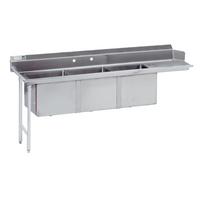 Advance Tabco 66-Inch Left Drainboard 3-Compartment Sink Dishtable, 16-Gauge 304 Stainless Steel