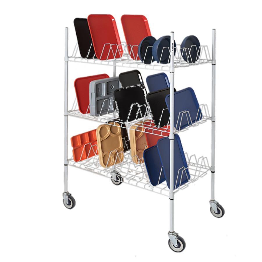 Product image #1 for Channel Manufacturing Mobile Glass/Oval Tray Drying Rack, 3 Shelves, 102-Tray Capacity
