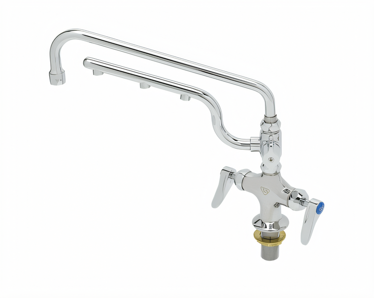 Product image #1 for T&S UltraRinse Single-Hole Deck-Mount Manual Mixing Faucet with 12-Inch Swing Nozzle and 10-Inch Spray Arm