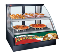 Hatco Flav-R-Savor Heated Countertop Hot Food Display Case with Humidity, Curved Glass, and 2-Pan Double Shelf