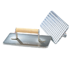 Thumbnail image #1 for Vollrath 47708 Steak Weight, Chrome-Plated Steel, 2.5 lb, Waffle-Pattern Bottom, Wood Handle, 9 x 4-1/2 Inch Case of 12