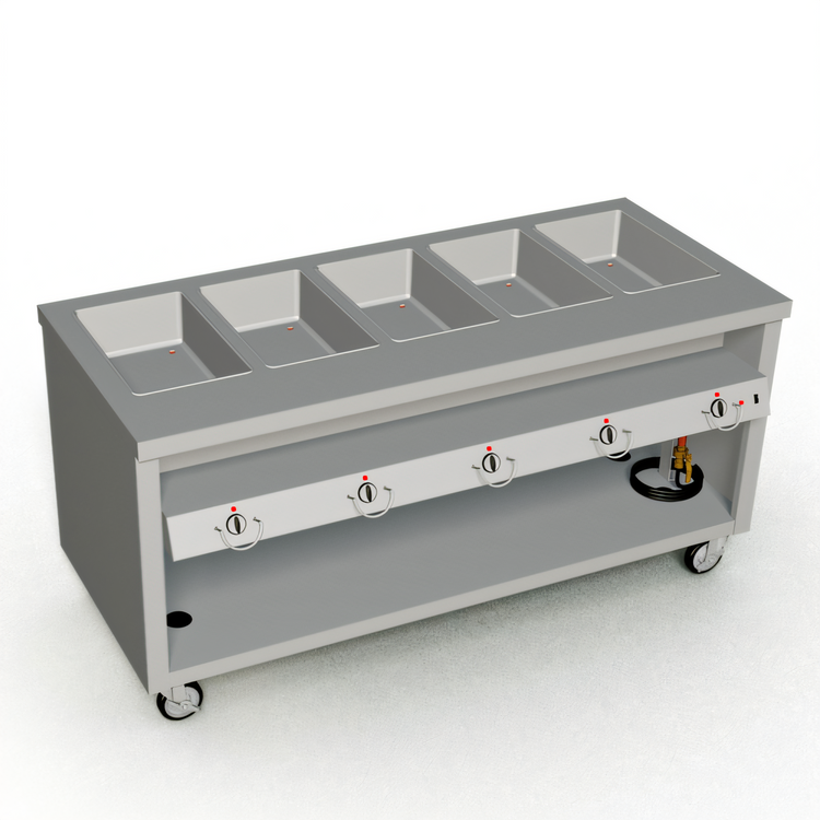 Product image #1 for Thurmaduke TEHF-74PG 74" Mobile Electric Hot Food Unit with 5 Sealed Wells