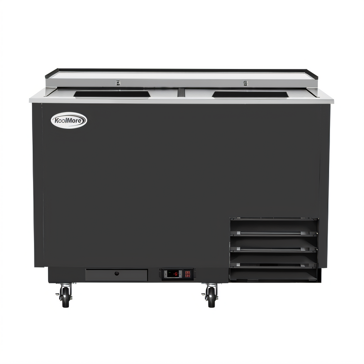 Product image #1 for KoolMore 50-Inch Commercial Glass Froster, 14 Cu. Ft., Black Steel Finish, Top Sliding Door