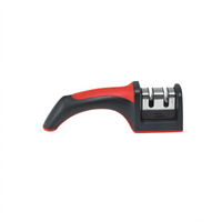 Winco 2-Stage Manual Kitchen Knife Sharpener with Carbide Blades and Ceramic Honing Rods