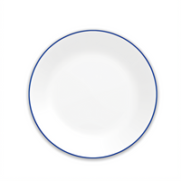 Corelle Essentials 8-1/2 Inch Round White Vitrelle Glass Salad Plate with Blue Rim, Case of 24