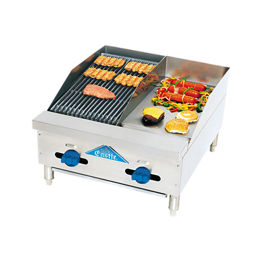 Product image #1 for Comstock-Castle 24-Inch Countertop Gas Char-Broiler/Griddle Combination with 12-Inch Griddle and Lava Broiler