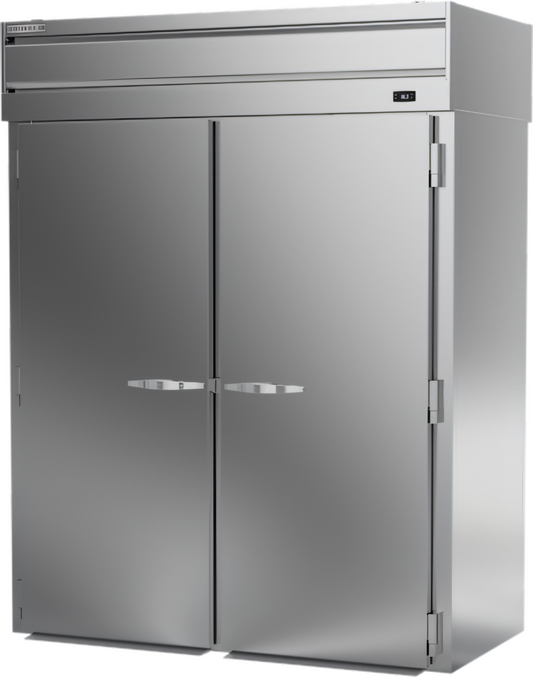 Product image #1 for Beverage-Air P-Series Extra Tall Two-Section Roll-Thru Refrigerator, Standard Depth, 85.76 Cu. Ft., Stainless Steel, Top-Mounted Self-Contained