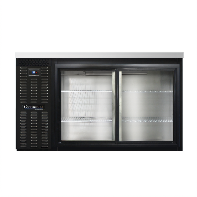 Product image #1 for Continental Refrigerator BB59SNSGD Shallow Depth 59" Black Back Bar Cooler with Sliding Glass Doors