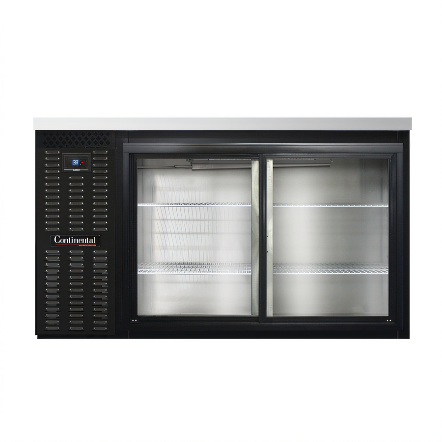 Product image #1 for Continental Refrigerator BB59SNSGD Shallow Depth 59" Black Back Bar Cooler with Sliding Glass Doors