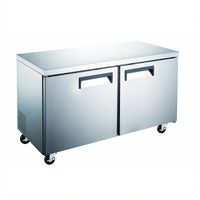 Black Diamond 2-Section Undercounter Refrigerator with Stainless Steel Worktop, 48-Inch, Rear-Mounted Self-Contained