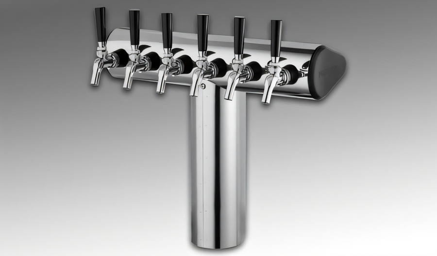 Product image #1 for Winged Tee Draft Tower, Countertop, Glycol-Cooled, 8 Faucet, Polished Chrome