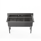 Thumbnail image #1 for Atosa USA, Inc. Mixrite SS1818D31D18 3-Compartment Stainless Steel Sink with Left & Right Drainboards, 18 x 18 x 12-Inch Bowls, 90-Inch Wide