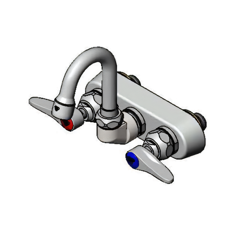 Product image #1 for T&S Brass B-1146-01 Wall-Mount Workboard Faucet, 4-Inch Centers, Swivel Gooseneck, 2.2 GPM