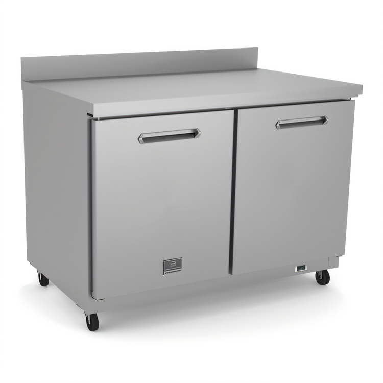 Product image #1 for Kelvinator Commercial 61-Inch Two-Section Countertop Worktop Refrigerator with Backsplash and Solid Doors