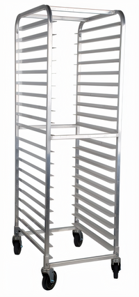 Omcan USA Mobile End-Load Open-Side Steam Table Pan Rack, 20 Pan Capacity, Aluminum