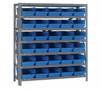 Quantum Heavy-Duty Stationary Wire Shelving Unit, 12-Inch Deep x 36-Inch Wide x 39-Inch High, 7 Shelves, 30 Bins