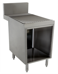Advance Tabco Prestige Supreme 24-Inch Open Front Stainless Steel Underbar Drainboard Cabinet with 7-Inch Backsplash