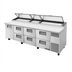 Thumbnail image #1 for True 119-1/4-Inch 4-Section Pizza Prep Table with 1 Door, 6 Drawers, and Self-Contained Side-Mounted Refrigeration