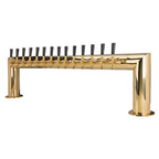 Thumbnail image #1 for Micro Matic USA PT4A-14PVDKR Pass-Thru Glycol-Cooled Countertop Draft Beer Tower, 14 Faucets, 2 Columns, PVD Brass Finish