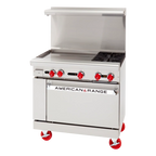 Thumbnail image #1 for American Range ARGF-24G-2B-SB 36-Inch Gas Range with 24-Inch Left Griddle, 2 Open Burners, and Storage Base