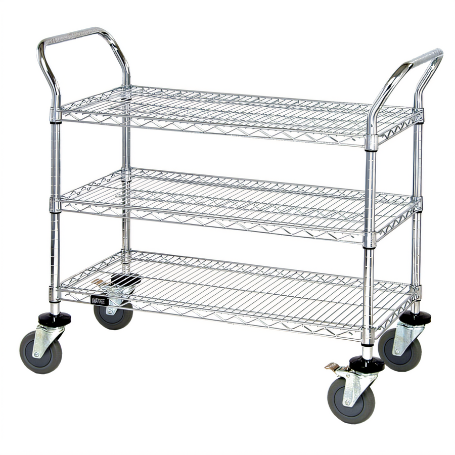 Product image #1 for Quantum 36-Inch x 18-Inch 3-Shelf Wire Utility Cart, Green Epoxy, 1200 lb Capacity