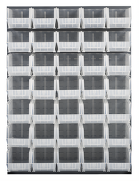Quantum Wall-Mounted Louvered Panel Starter Unit with 35 Clear Bins, 48 x 15 x 61 Inches