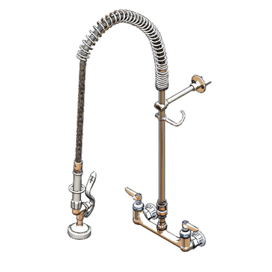 Product image #1 for T&S Brass EasyInstall 8-Inch Wall-Mount Pre-Rinse Unit with 68-Inch Hose, Vacuum Breaker, and B-0107 Spray Valve