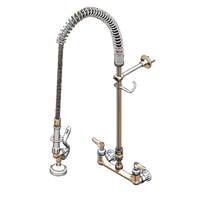 T&S Brass EasyInstall 8-Inch Wall-Mount Pre-Rinse Unit with 68-Inch Hose, Vacuum Breaker, and B-0107 Spray Valve