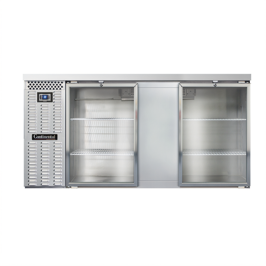 Product image #1 for Continental Refrigerator BB69SNSSGD 69" Shallow Depth Refrigerated Back Bar Cooler with Hinged Glass Doors