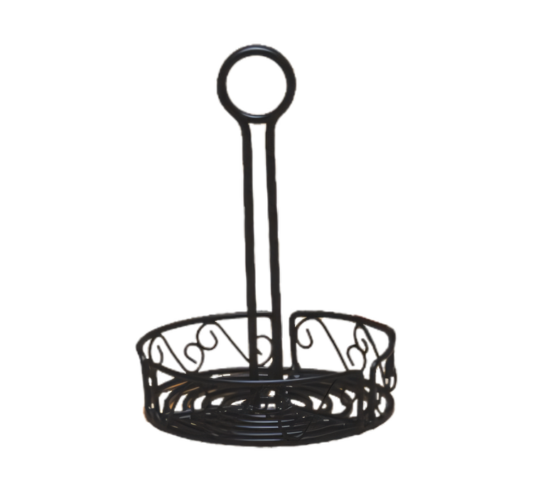 Product image #1 for Ironworks 6-1/4-Inch Round Black Wrought Iron Condiment Rack with Center Handle and Table Number Slot