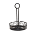 Thumbnail image #1 for Ironworks 6-1/4-Inch Round Black Wrought Iron Condiment Rack with Center Handle and Table Number Slot