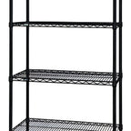 Thumbnail image #1 for Quantum WR63-2154BK Stationary Wire Shelving Starter Kit, 54 in. W x 21 in. D x 63 in. H, 4 Shelves, Black Epoxy Finish