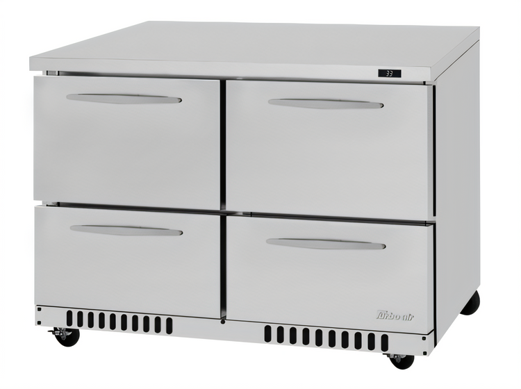 Product image #1 for Turbo Air PRO Series 2-Section Front-Breathing Undercounter Drawer Refrigerator, 48 1/4 Inch Wide, Stainless Steel