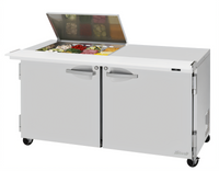 Turbo Air PRO Series 60-1/4-Inch Two-Section Sandwich/Salad Mega Prep + Work Station Refrigerated Prep Table with Flat Lid