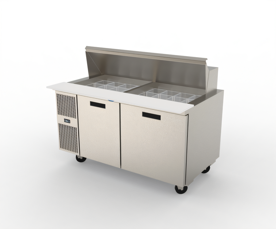 Product image #1 for Randell PT60-24W-L Two-Section Reach-In Refrigerated Salad Prep Table with Mega Top