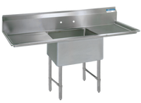 BK Resources One-Compartment Double Drainboard Stainless Steel Sink with 24-Inch x 24-Inch x 14-Inch Bowl and 24-Inch Drainboards