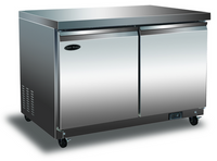 Serv-Ware 48-Inch Two-Section Undercounter Refrigerator, 12 Cu. Ft., Self-Contained Rear-Mounted, Stainless Steel