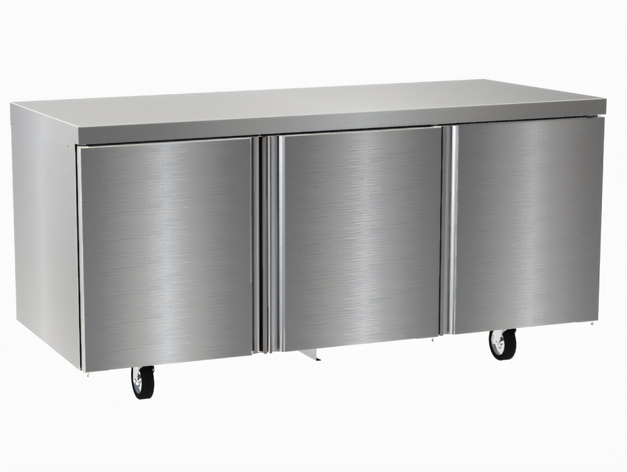 Product image #1 for Delfield 72-Inch Three-Section Worktop Freezer with 3 Doors, Rear-Mounted Self-Contained R290 Refrigeration