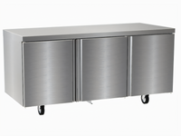 Delfield 72-Inch Three-Section Worktop Freezer with 3 Doors, Rear-Mounted Self-Contained R290 Refrigeration
