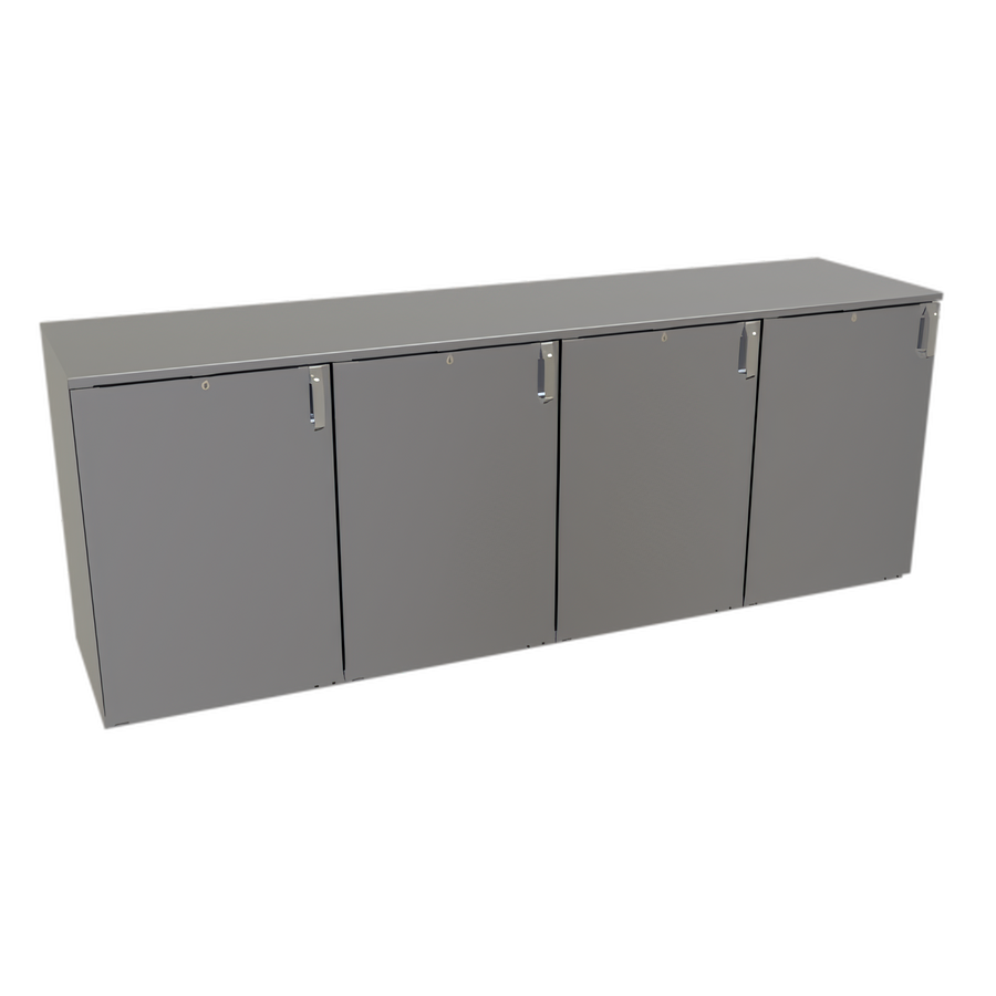 Product image #1 for Glastender DS96 96-Inch Non-Refrigerated Four-Section Back Bar Dry Storage Cabinet with Solid Hinged Doors