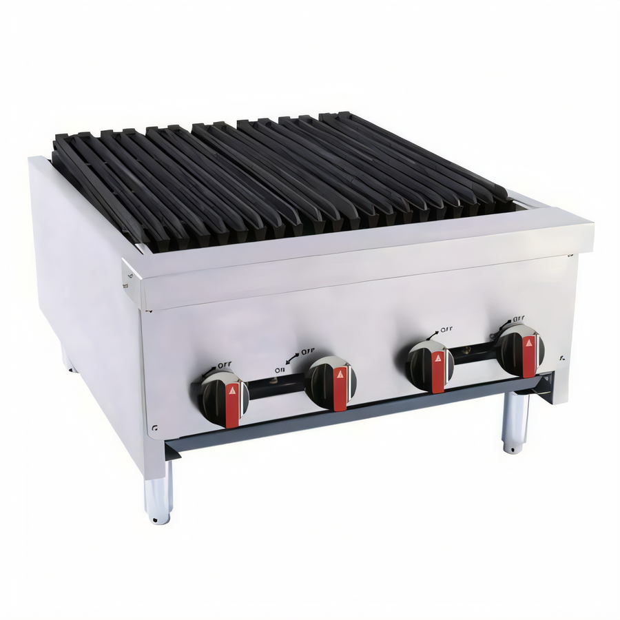 Product image #1 for BakeMax 24-Inch Natural Gas Countertop Charbroiler with 4 Manual Burners
