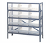 Thumbnail image #1 for Quantum Heavy-Duty Stationary Wire Shelving Unit with 5 Shelves and 12 Clear Bins, 12-Inch Deep x 36-Inch Wide x 39-Inch High
