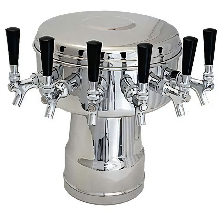 Product image #1 for Glastender 4-Faucet Countertop Mushroom Draft Dispensing Tower, Mirror Finish, Air-Cooled
