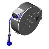 Enclosed Stainless Steel Retractable Hose Reel System with 3/8 Inch x 50 Foot Hose, High Flow JetSpray Valve, and Multi-Fit Mounting Bracket