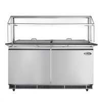 KoolMore 60-Inch 2-Door Commercial Refrigerated Prep Table with Sneeze Guard and Buffet Slide
