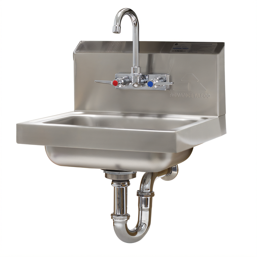 Product image #1 for Advance Tabco Wall Mounted Hand Sink with Splash-Mounted Gooseneck Faucet, 14 x 10 x 5 Inch Bowl, 304 Stainless Steel