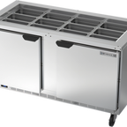 Thumbnail image #1 for Beverage Air SPE60HC-S 60-Inch Two-Section Salad Top Refrigerated Prep Table with Solid Hinged Doors and Self-Contained Refrigeration